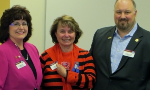 2012-2013 District Governor Dru Jorgensen, Jane Rischmiller, and 2012-2013 Prairie Division Governor Jon Chalmers