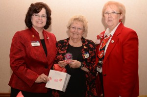 2012-2013 District Governor Dru Jorgensen, Shirley Daniels, and 2012-2013 Lieutenant Governor Education and Training Sharon Rollefson