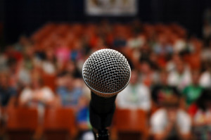 microphone with audience